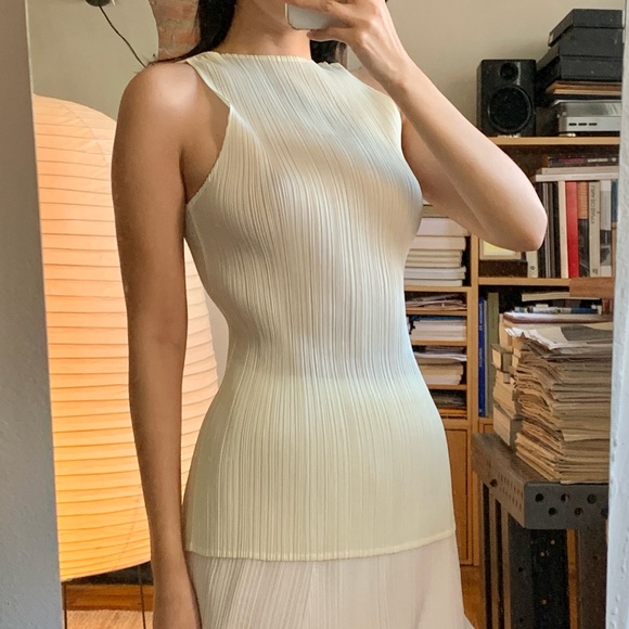 Issey Miyake Tops - Issey Miyake Pleats Please Tank Ivory JP3